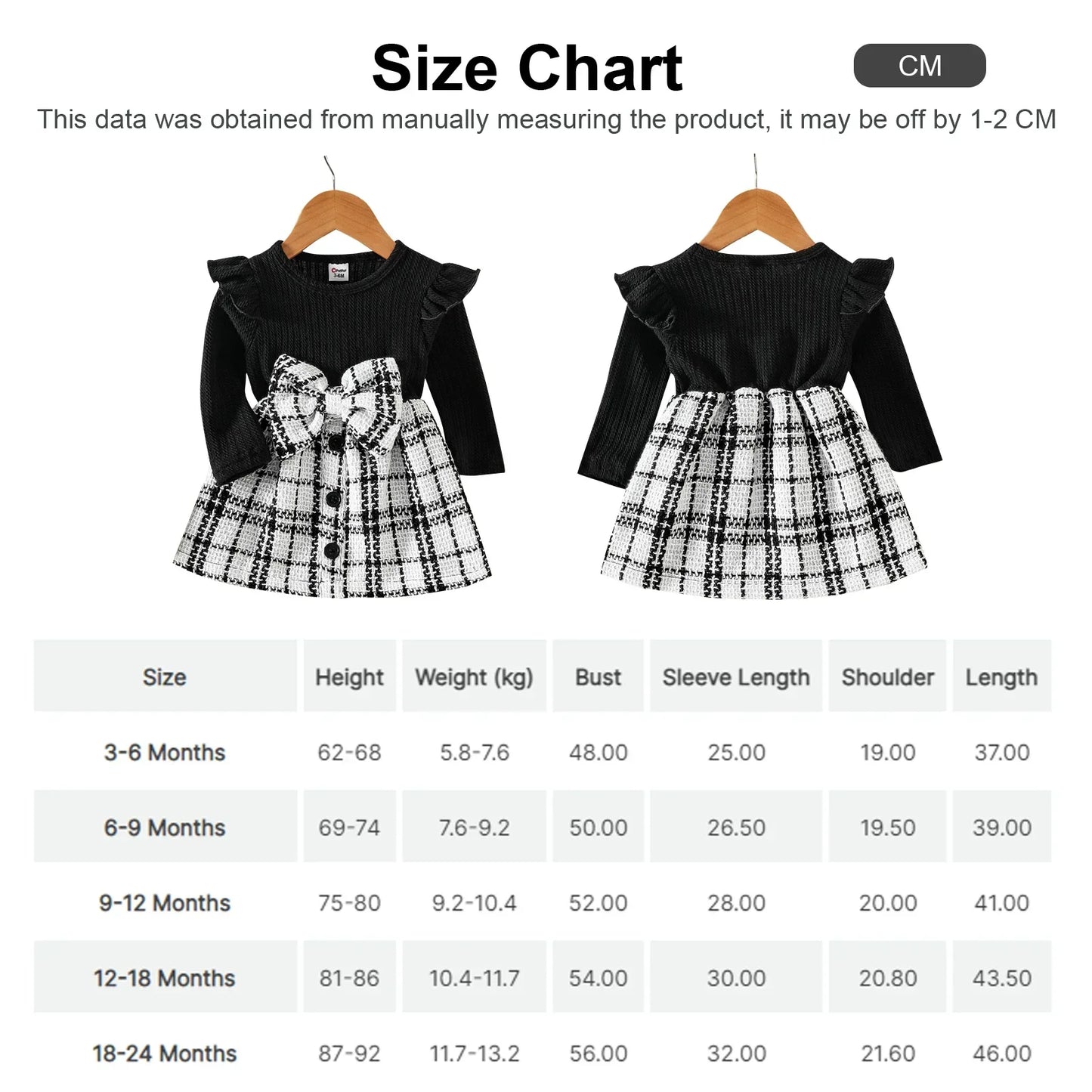 Baby Girls Rib Knit Ruffle Long-Sleeve Tweed Dress (Age 3M-24M)