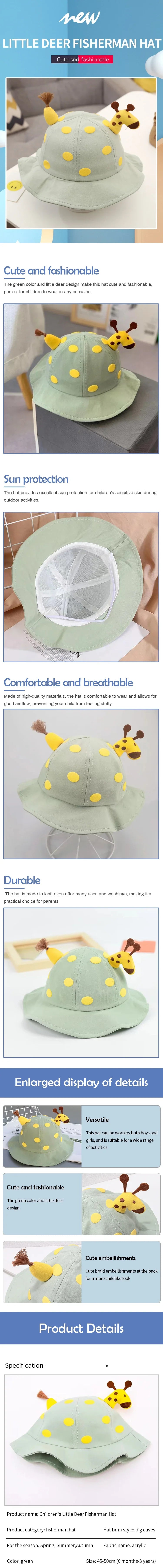 Children Giraffe Fisherman Hat