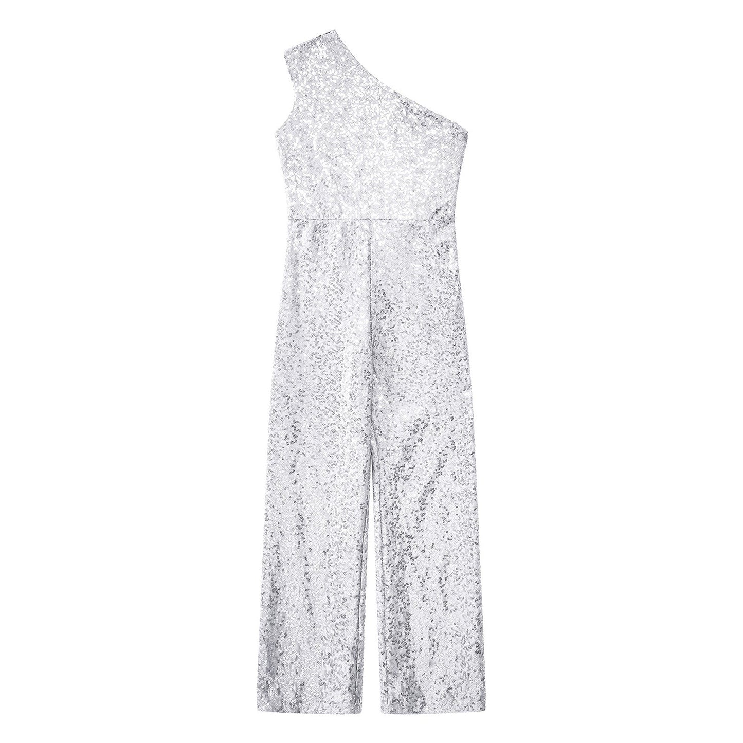 Girls Sequin One Shoulder Jumpsuit (Age 6-16YRS)
