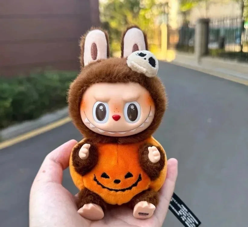 POP MART Labubu Happy Halloween Party Series-Sitting Pumpkin Vinyl Plush Pendant