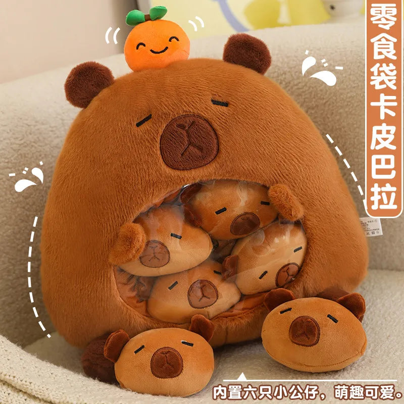 Plush Capybara Shark Shaped Snack Bag Stuffed Toy - 35cm