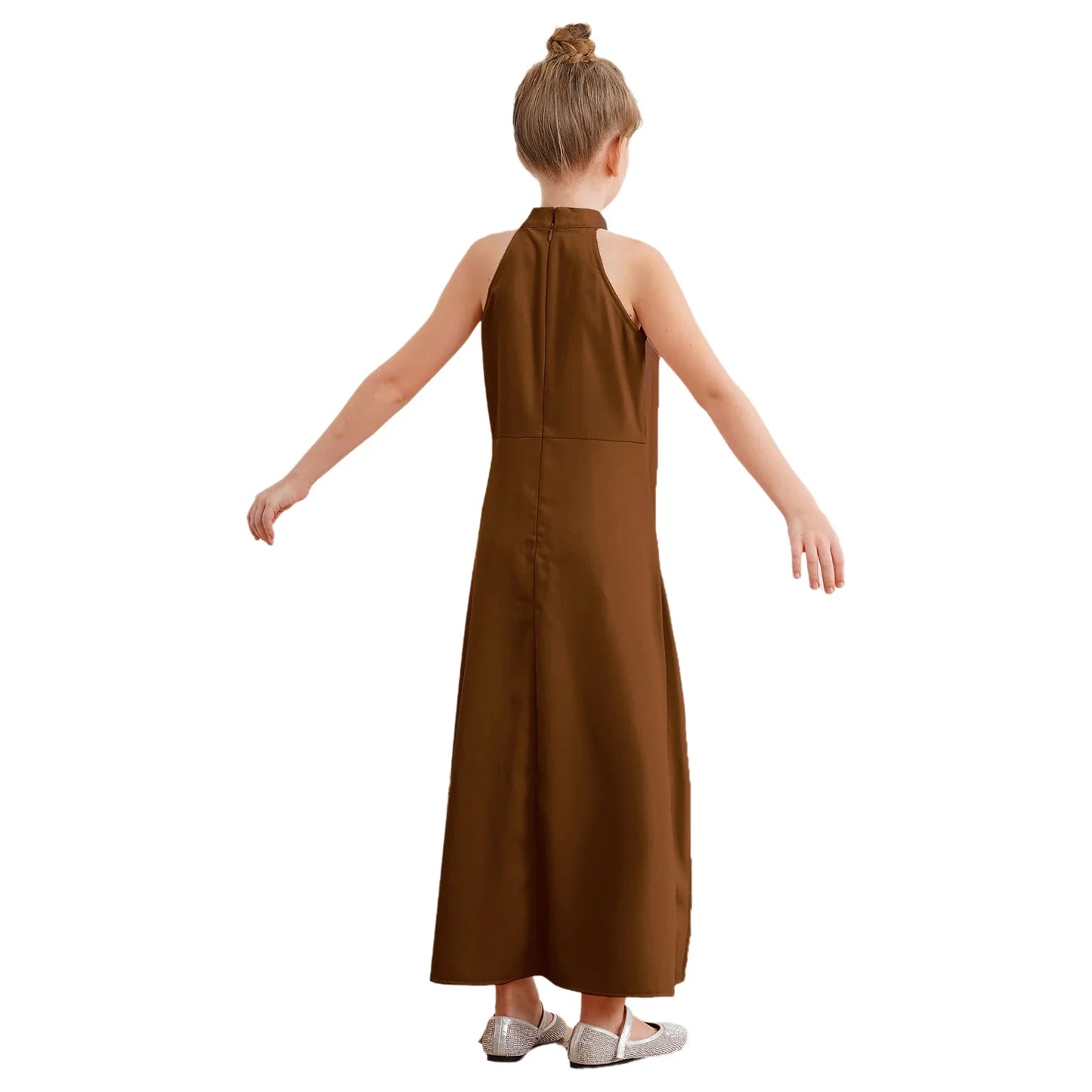 Girls Elegant Sleeveless High-Low Skirted Jumpsuit (Age 6-16YRS)