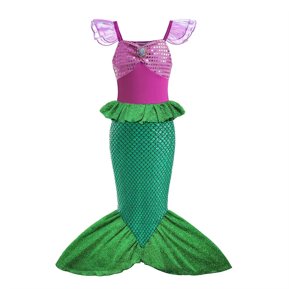 Girls Ariel Princess Dress Up Costume (Age 3-10YRS)