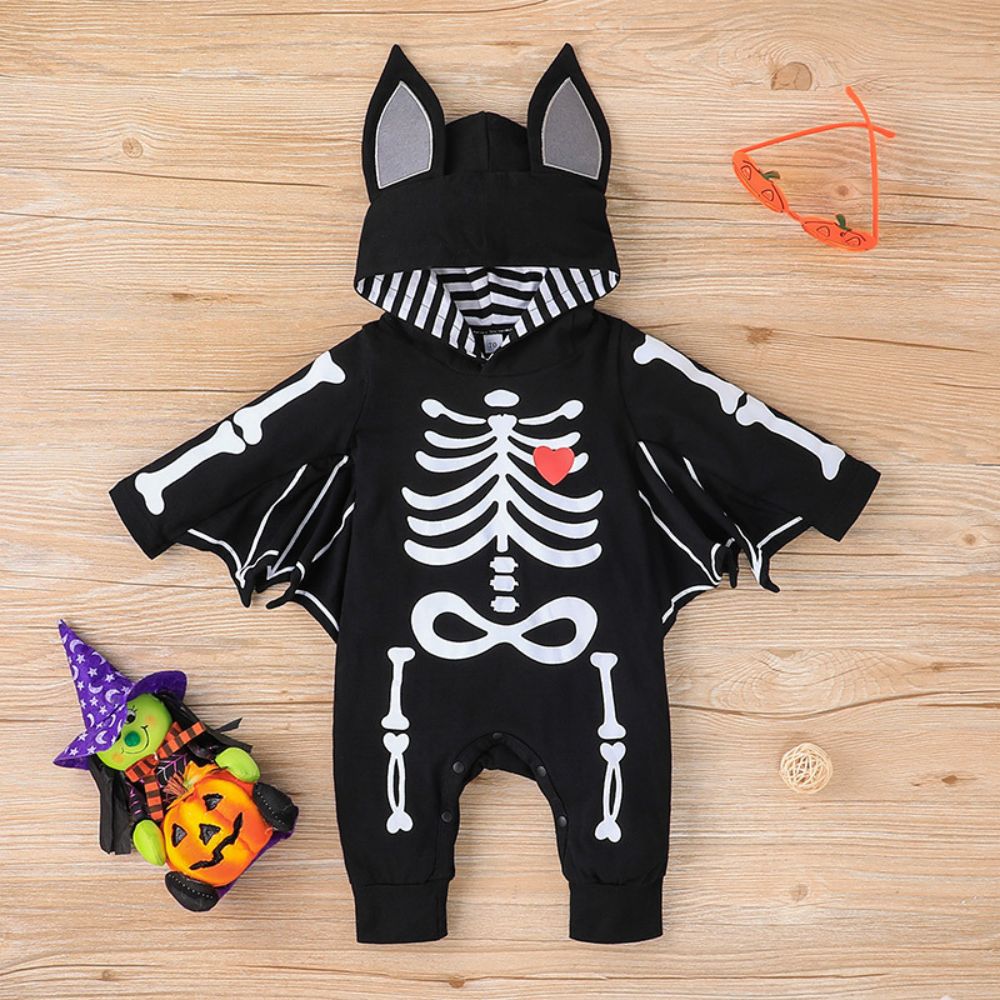 Baby Black Skeleton Bat Halloween Costume (Age Newborn - 12M)