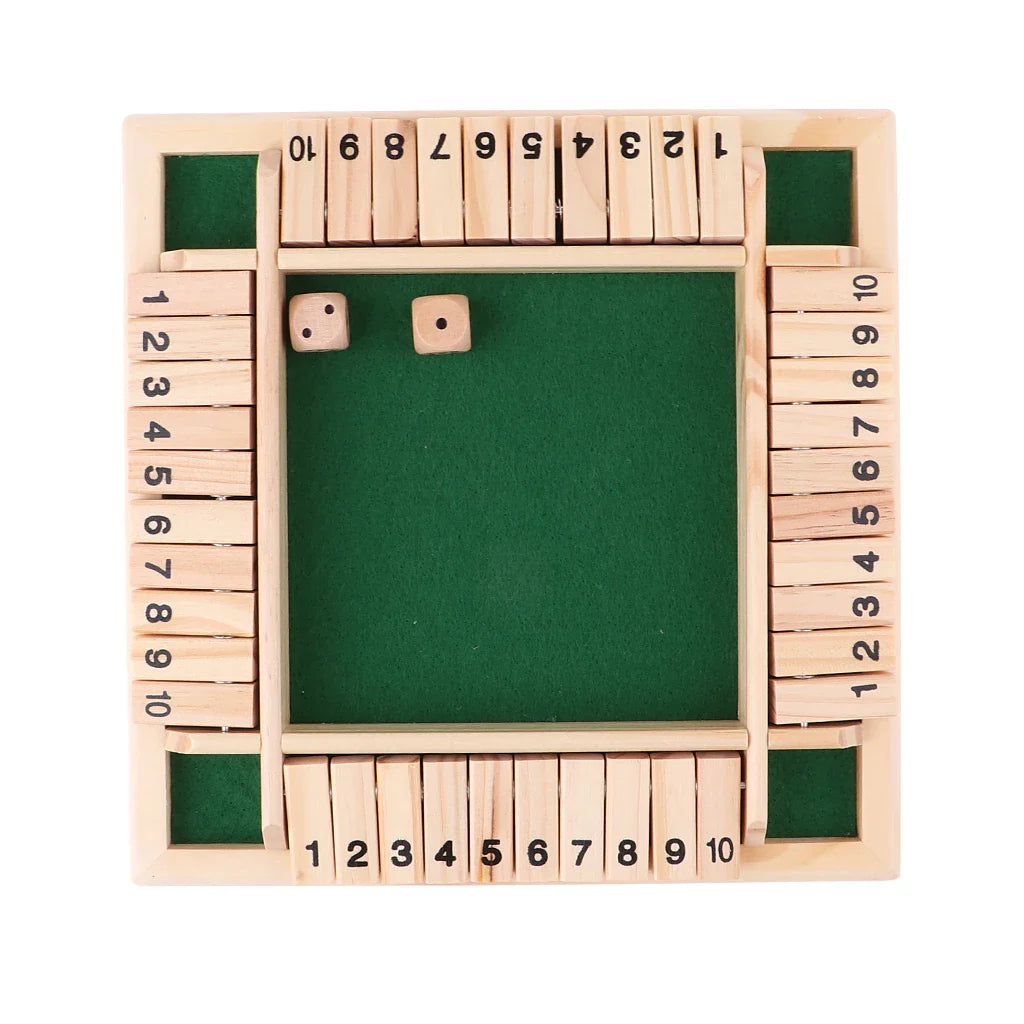 Shut The Box Deluxe Dice Board Box Game Green