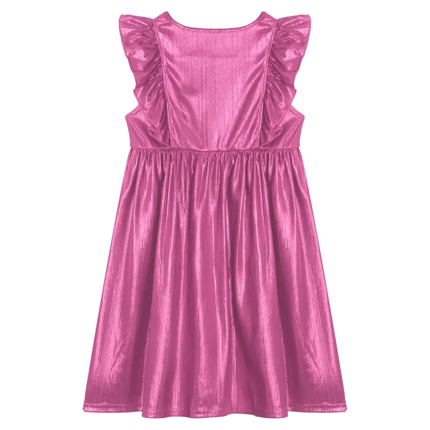 Girls Metallic Sleeveless Ruffles A-Line Dress (Age 24M-10YRS)