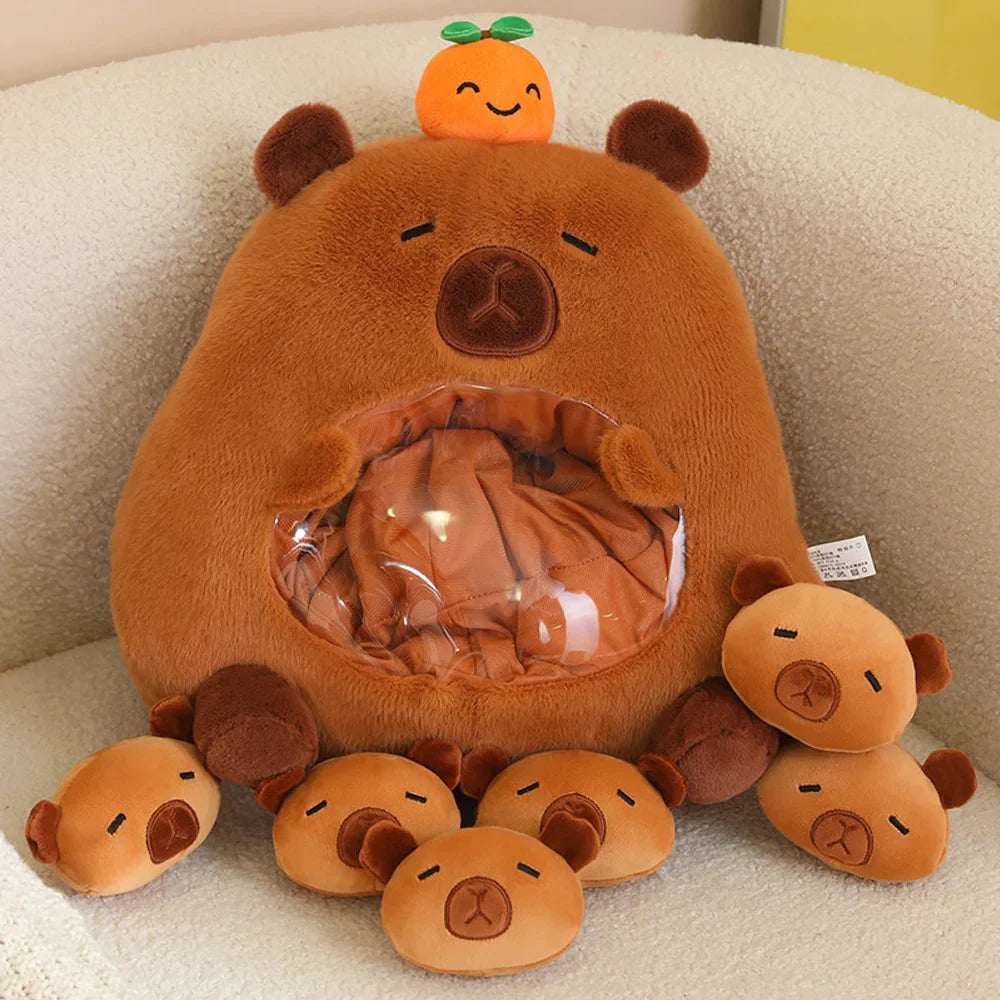 Plush Capybara Shark Shaped Snack Bag Stuffed Toy - 35cm