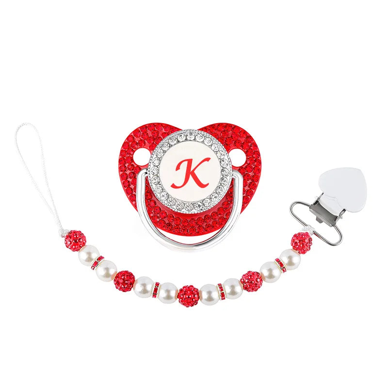 Baby Red Rhinestone Zircon Luxury Personalised Pacifier Dummy Clip