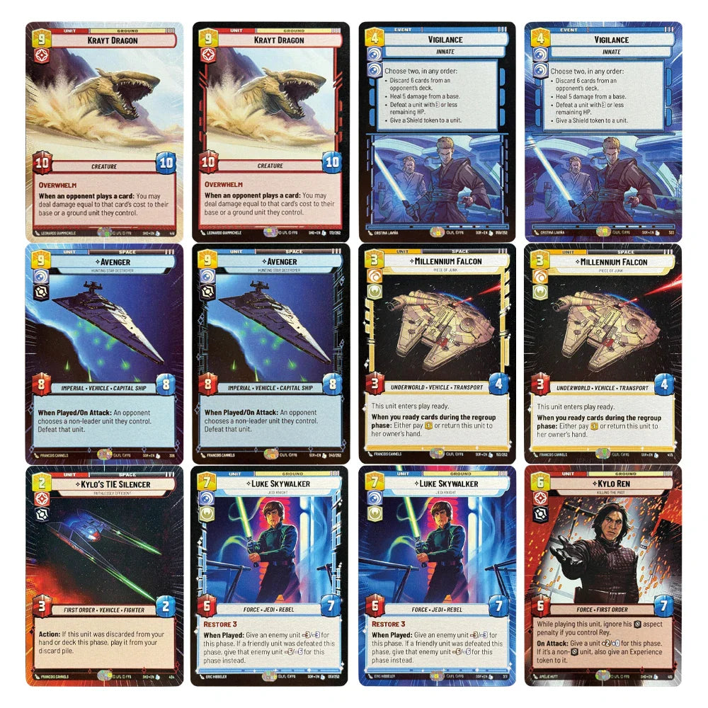 Star Wars Unlimited Proxy Card Set – Red Command Series | Boba Fett, Bodhi Rook, DJ Tech, Aggression & Barrage | Casual Play & Display