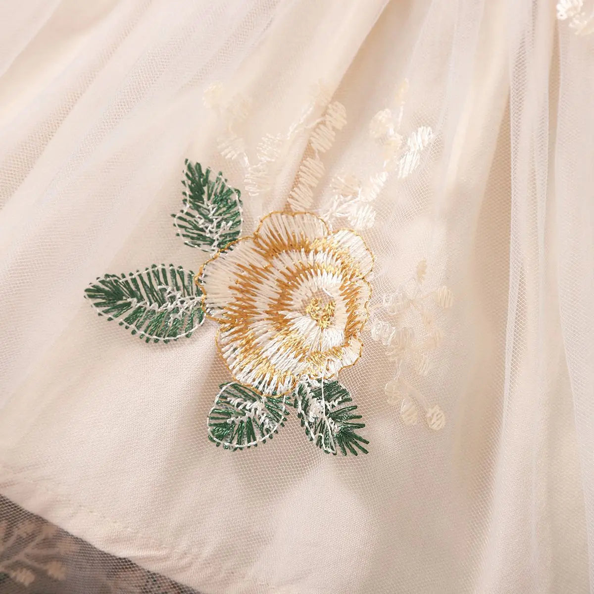 Baby/Toddler Girls Green Long Sleeved Flower Mesh Dress (Age 3M-4YRS)