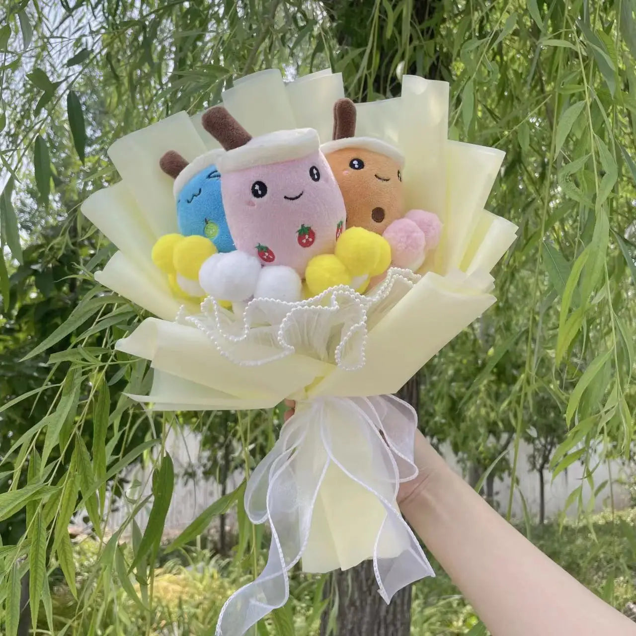Plush Bubble Tea Avocado Flower Gift Bouquet