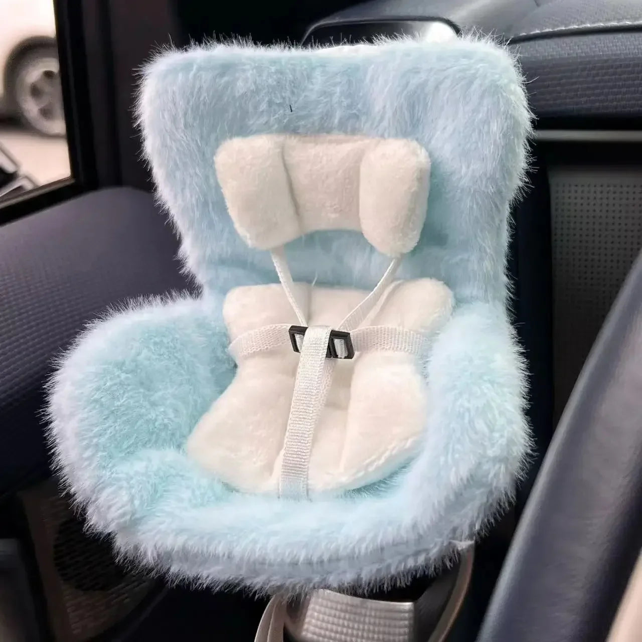 Labubu Doll Car Safety Seat – Plush Aromatherapy Edition | Fits Dolls up to 18cm Blue