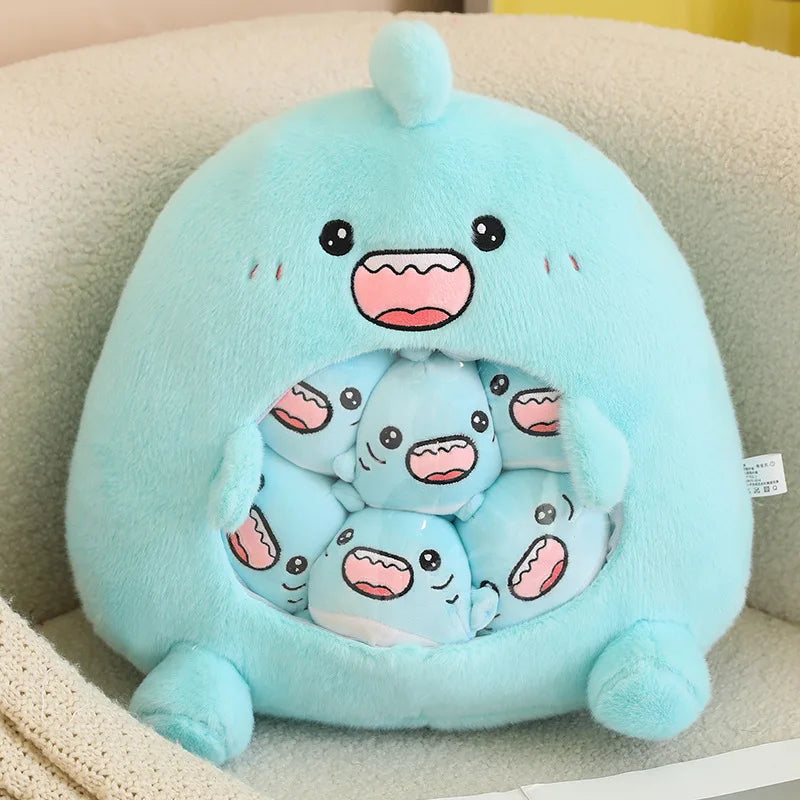 Plush Capybara Shark Shaped Snack Bag Stuffed Toy - 35cm