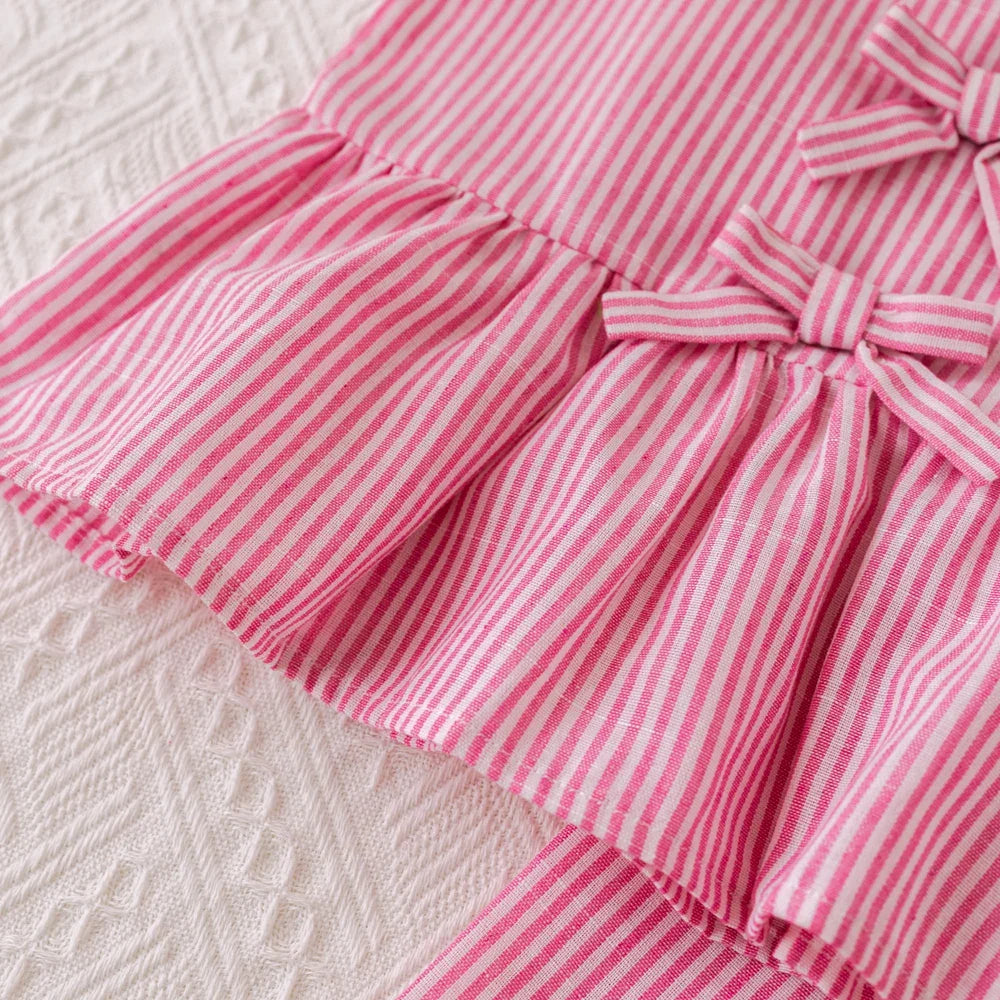 Girls' Pink Stripe Sleeveless Vest Top & Trousers Set (Age 3-7 YRS)