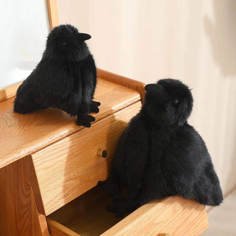 Plush Black Crow Stuffed Toy - 15/25cm