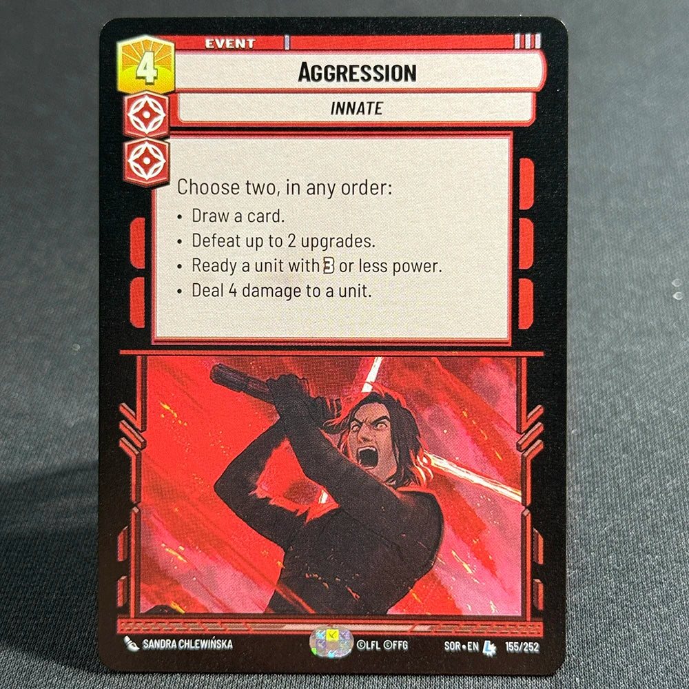 Star Wars Unlimited Proxy Card Set – Red Command Series | Boba Fett, Bodhi Rook, DJ Tech, Aggression & Barrage | Casual Play & Display Aggression(155)