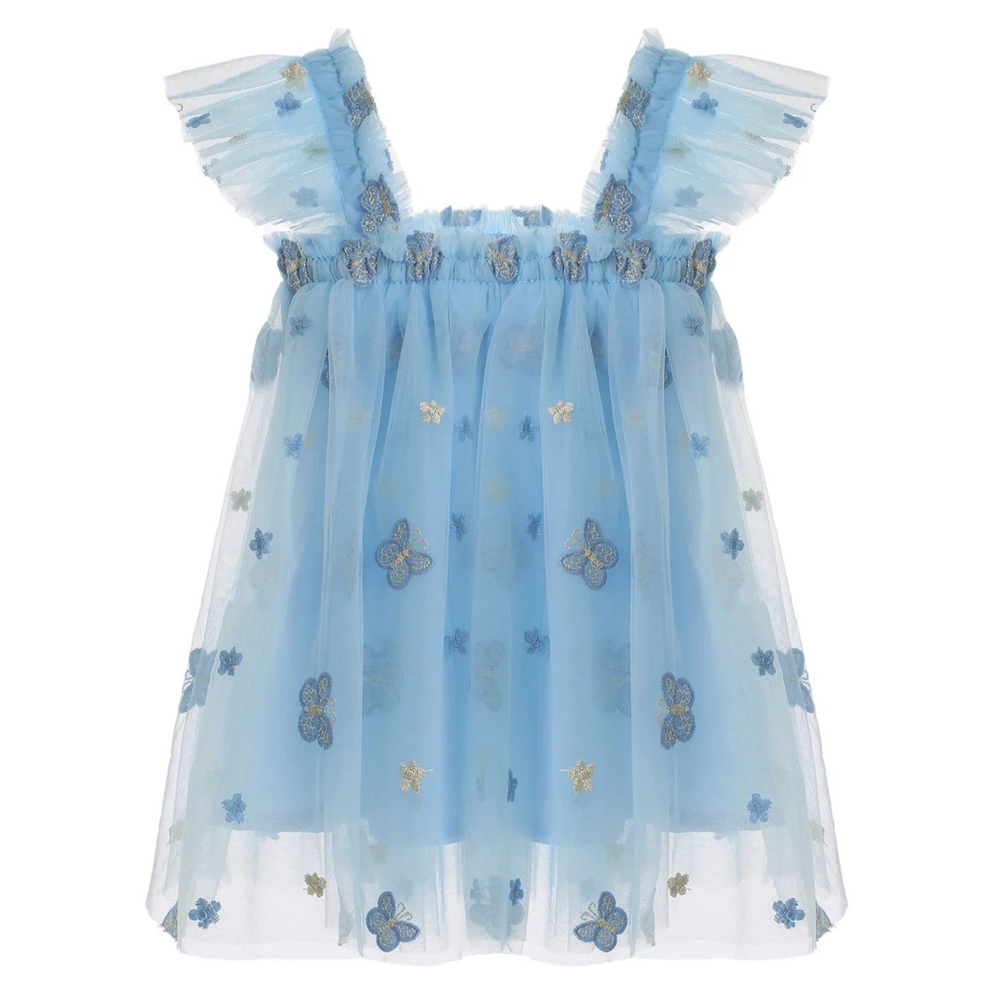 Girls Tulle Ruffled Butterfly Embroidery Dress (Age 12M-6 YRS)