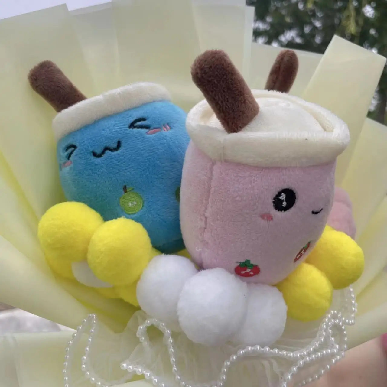 Plush Bubble Tea Avocado Flower Gift Bouquet