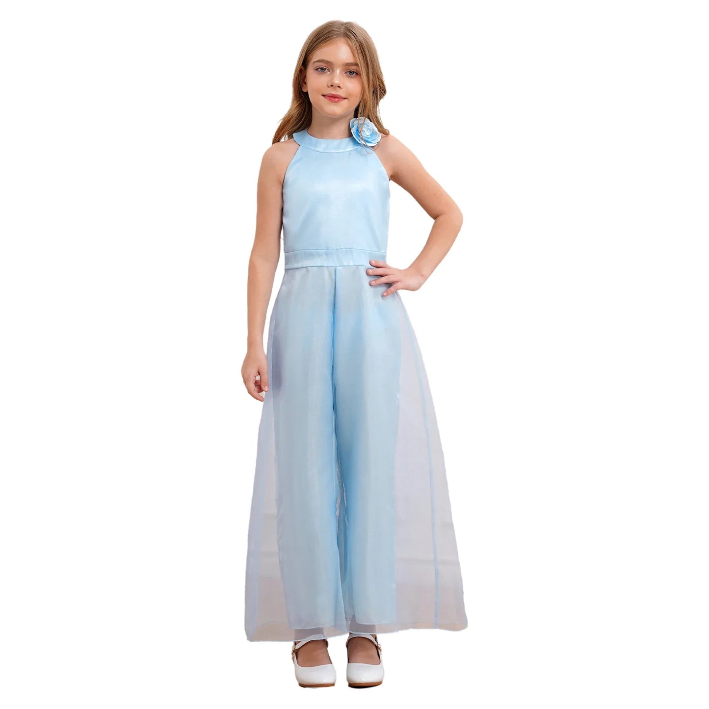 Girls Halter Neck Sleeveless Wide Leg Jumpsuit (6-14 YRS)