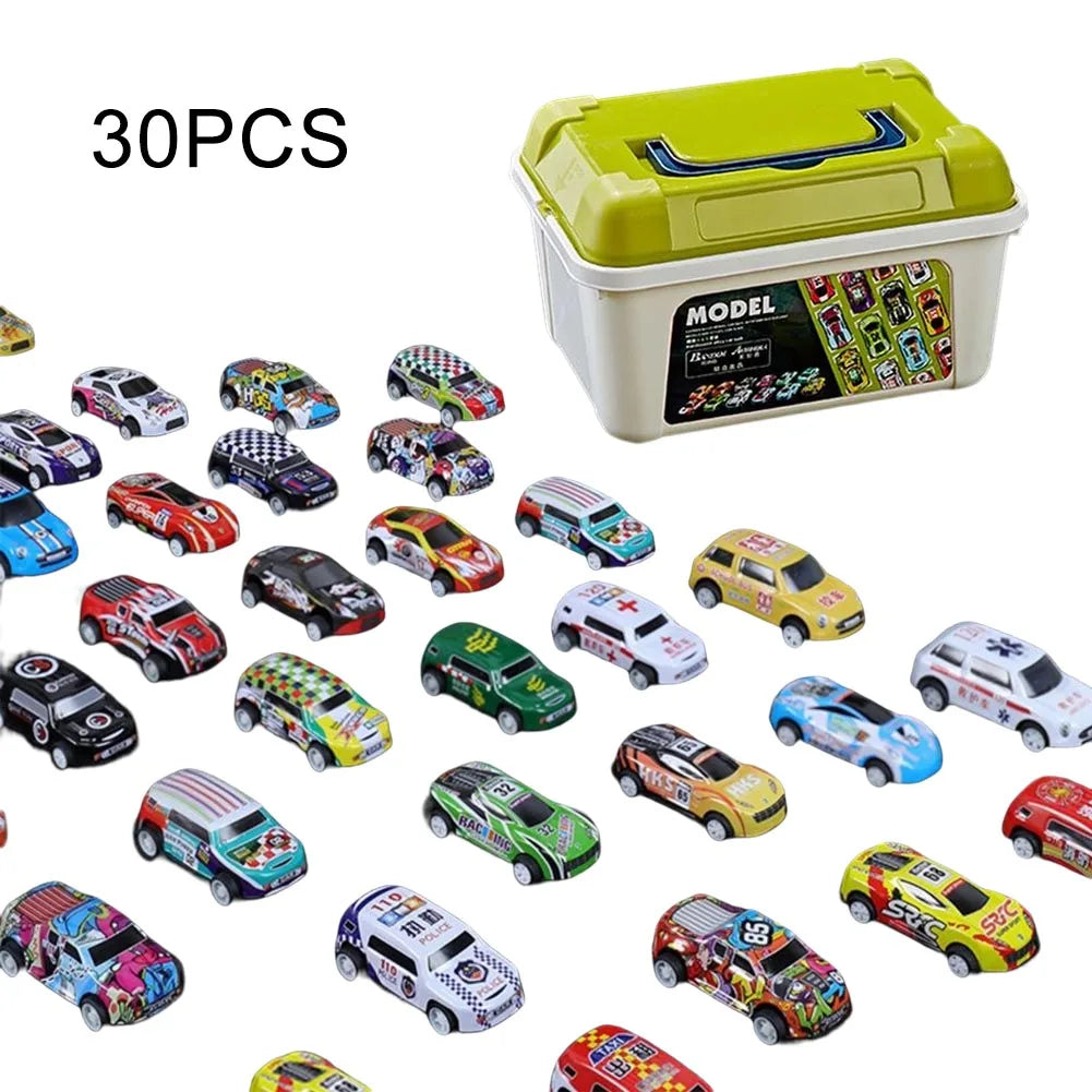 50/30/20Pcs Mini Alloy Car Model Set with Storage Box