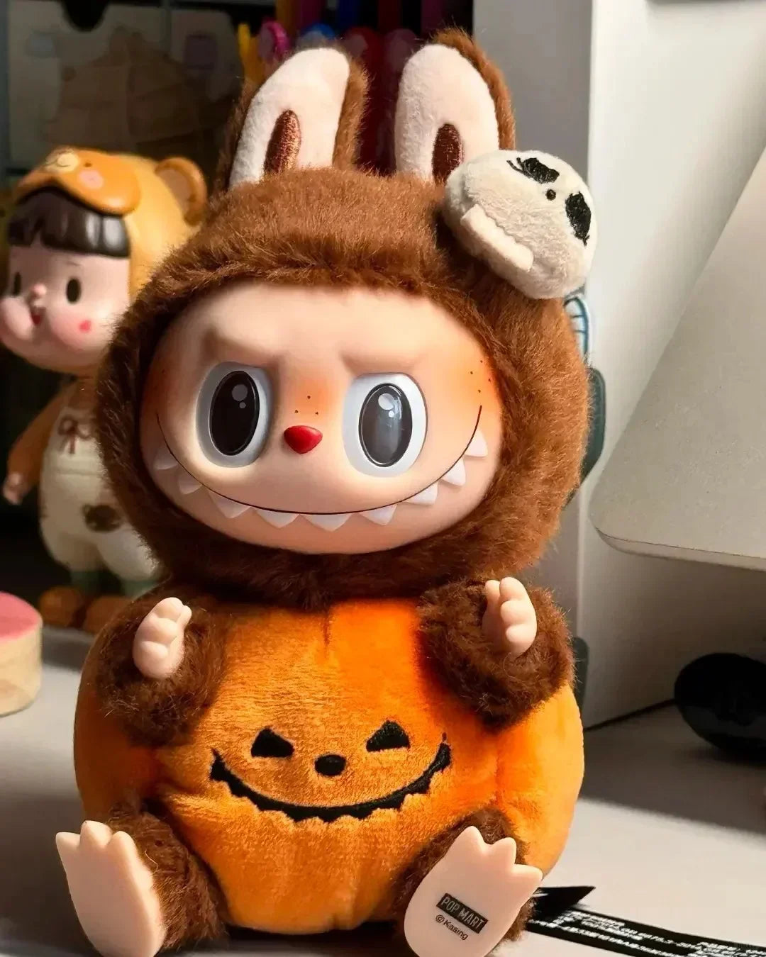 POP MART Labubu Happy Halloween Party Series-Sitting Pumpkin Vinyl Plush Pendant