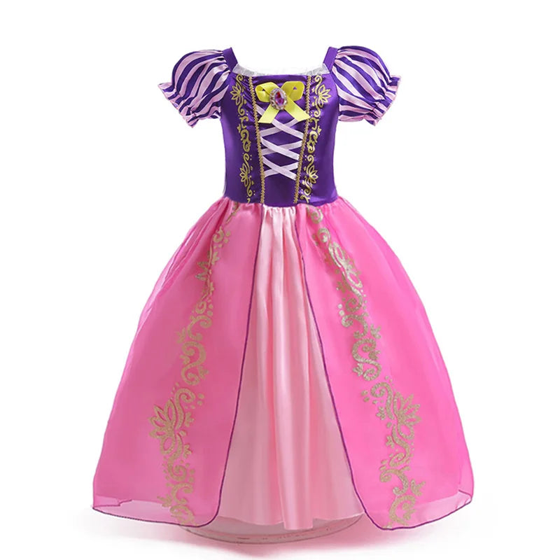 Disney Rapunzel Princess Dress Girl Purple Puff Sleeve Cosplay Tangled Costume Halloween Vestido Kids Birthday Ball Gown Clothes Purple Dress