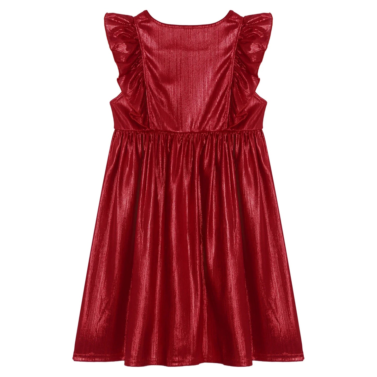 Girls Metallic Sleeveless Ruffles A-Line Dress (Age 24M-10YRS)