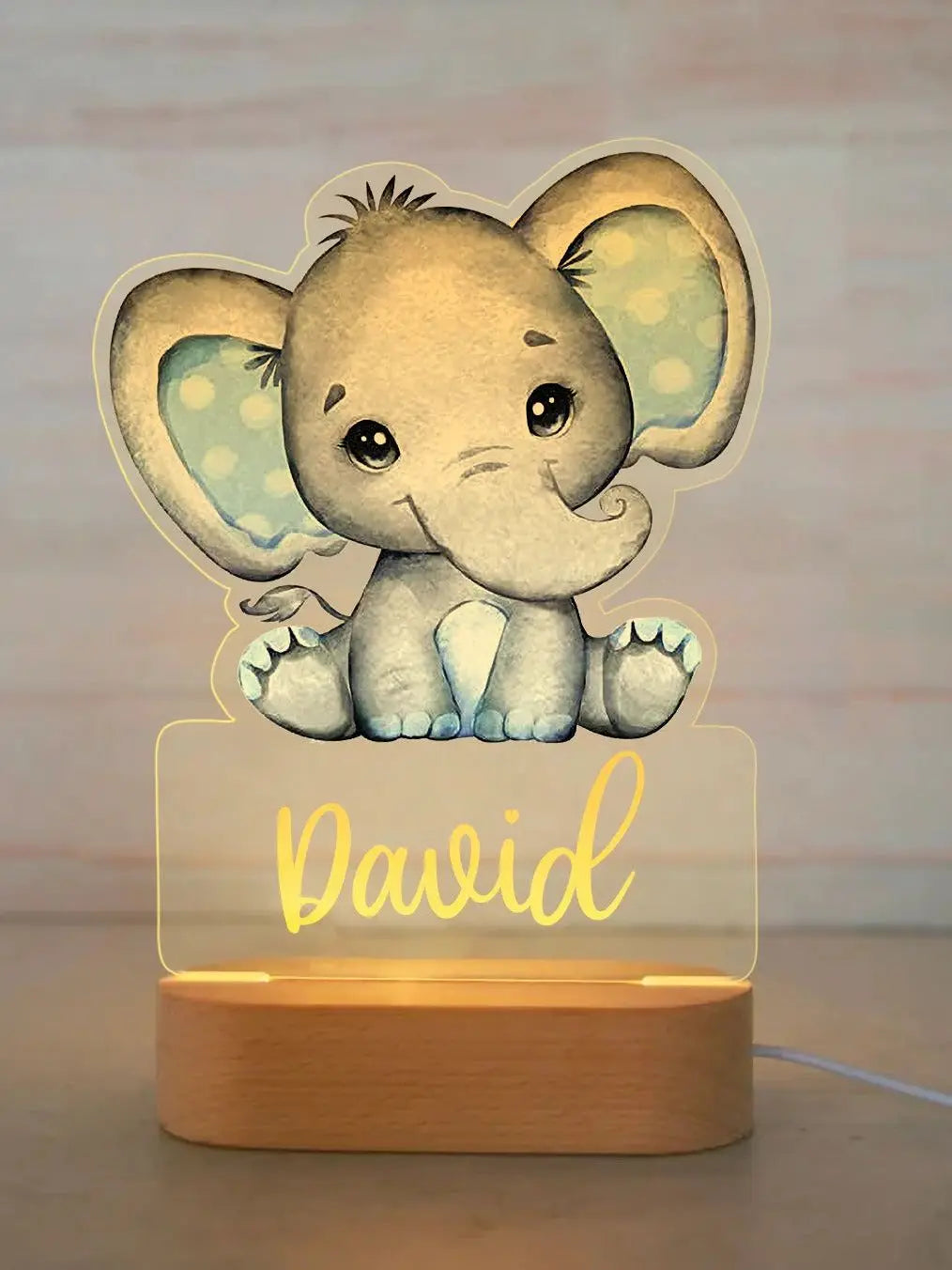 Personalized Children Animal Night Light Custom Name Acrylic Lamp