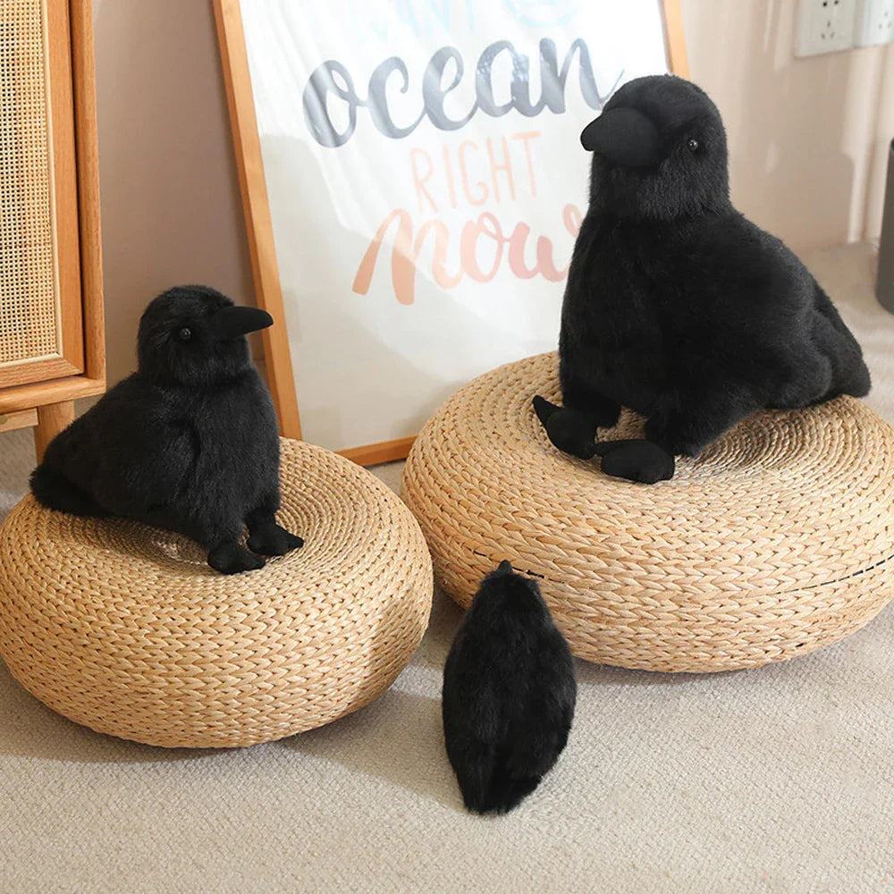 Plush Black Crow Stuffed Toy - 15/25cm
