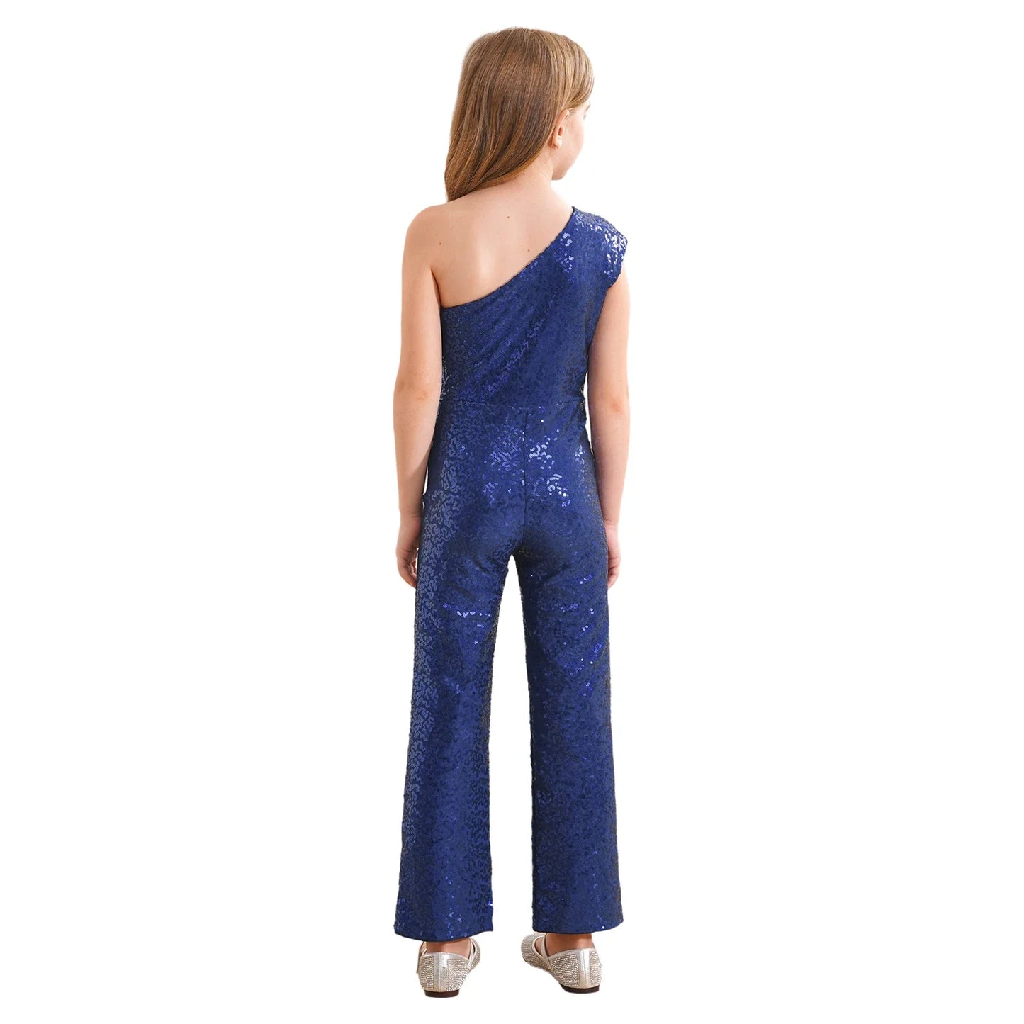 Girls Sequin One Shoulder Jumpsuit (Age 6-16YRS)