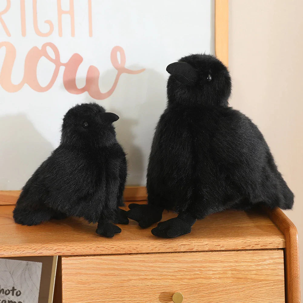 Plush Black Crow Stuffed Toy - 15/25cm