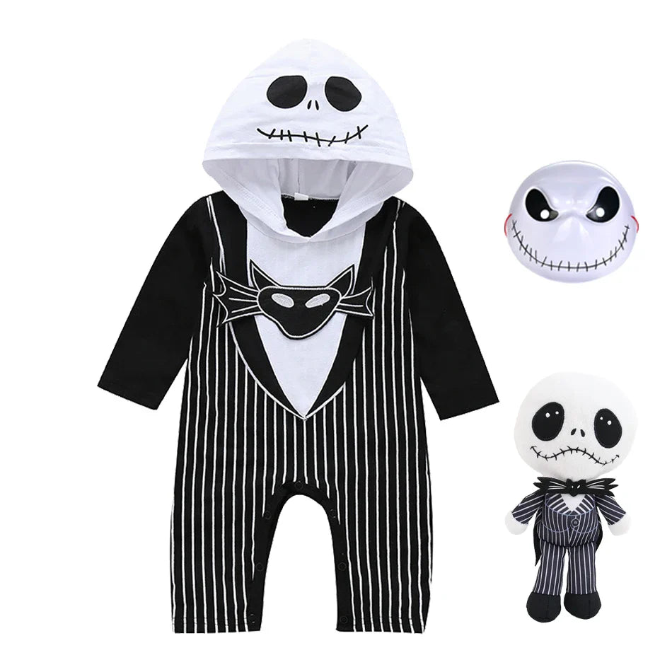 Halloween Jack Cospaly Infant Boy Nightmare Before Christmas Romper Long-Sleeve Cotton Hoodies Jumpsuit 0-24Months Set D