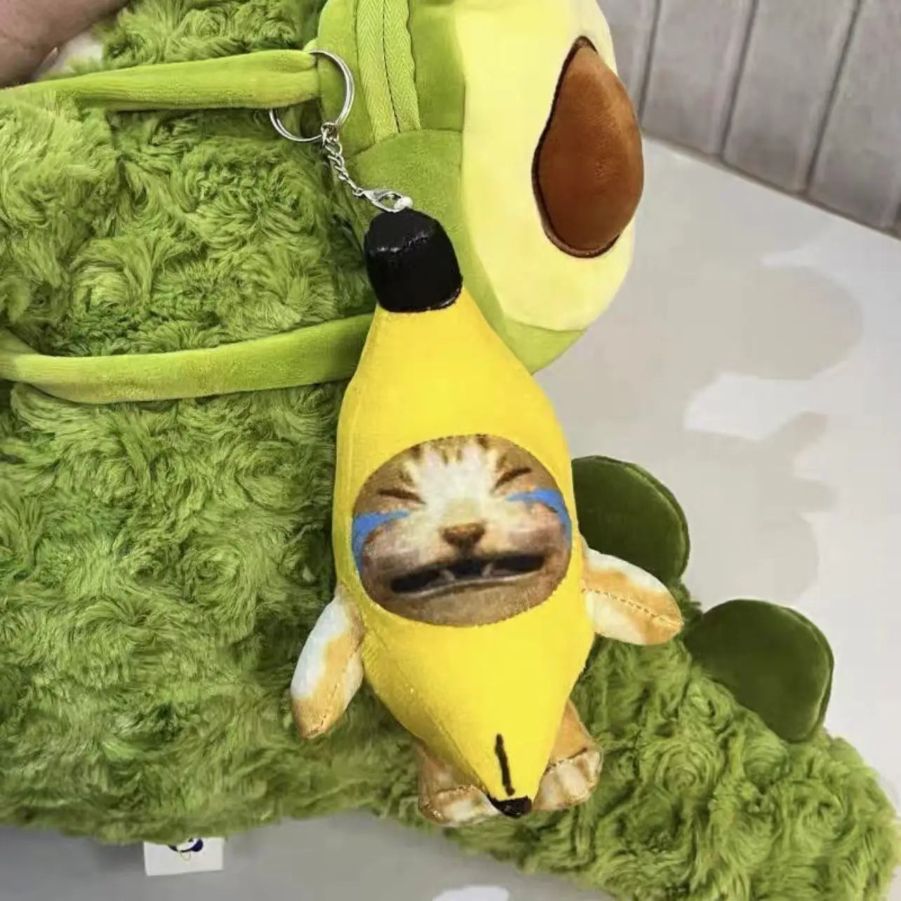 Crying Banana Cat Doll Key Chain - 18cm