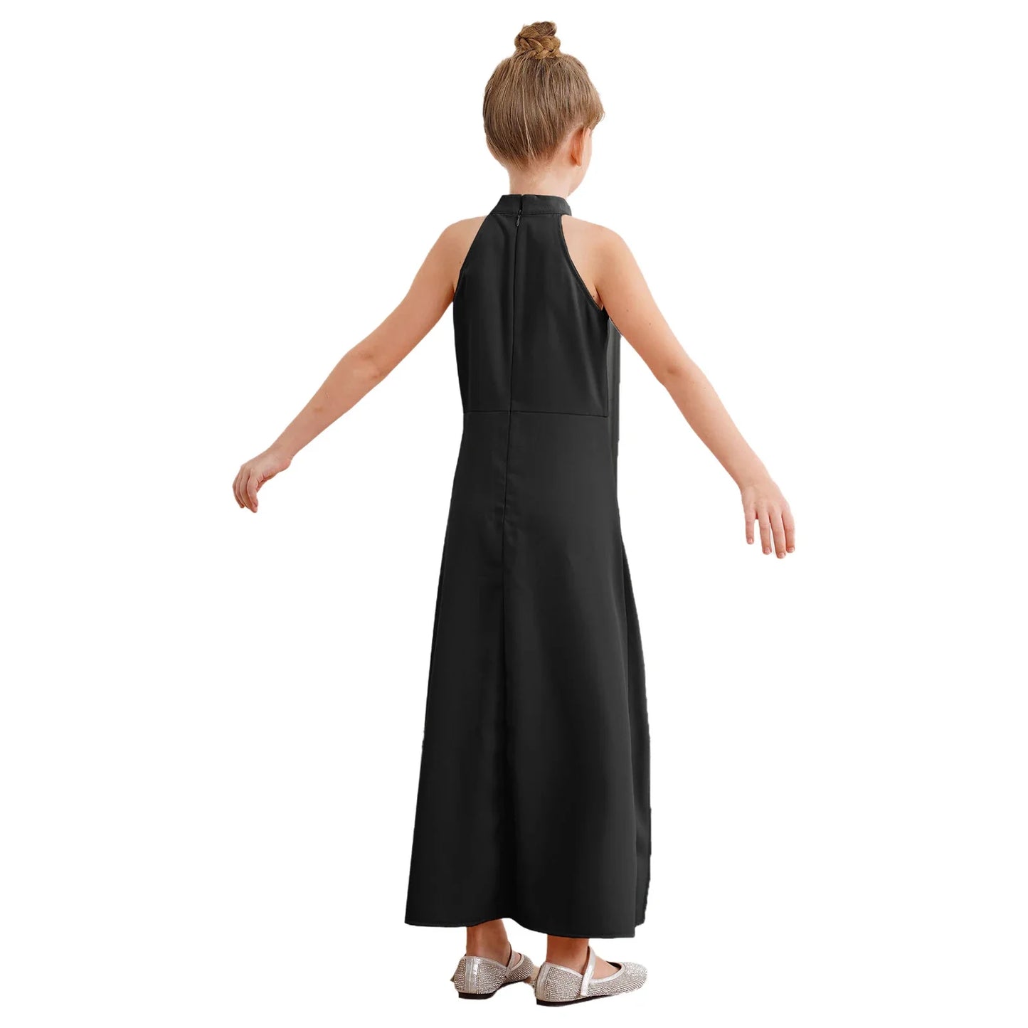 Girls Elegant Sleeveless High-Low Skirted Jumpsuit (Age 6-16YRS)