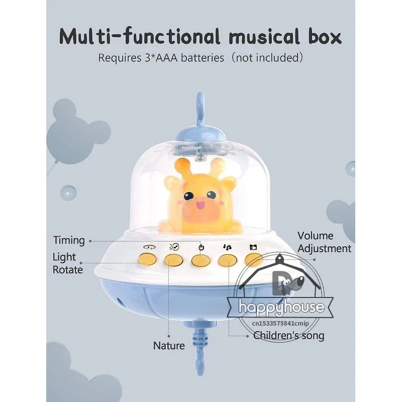 Musical Baby Crib Mobile with Lights Music Projection for Infants Remote Control Toy