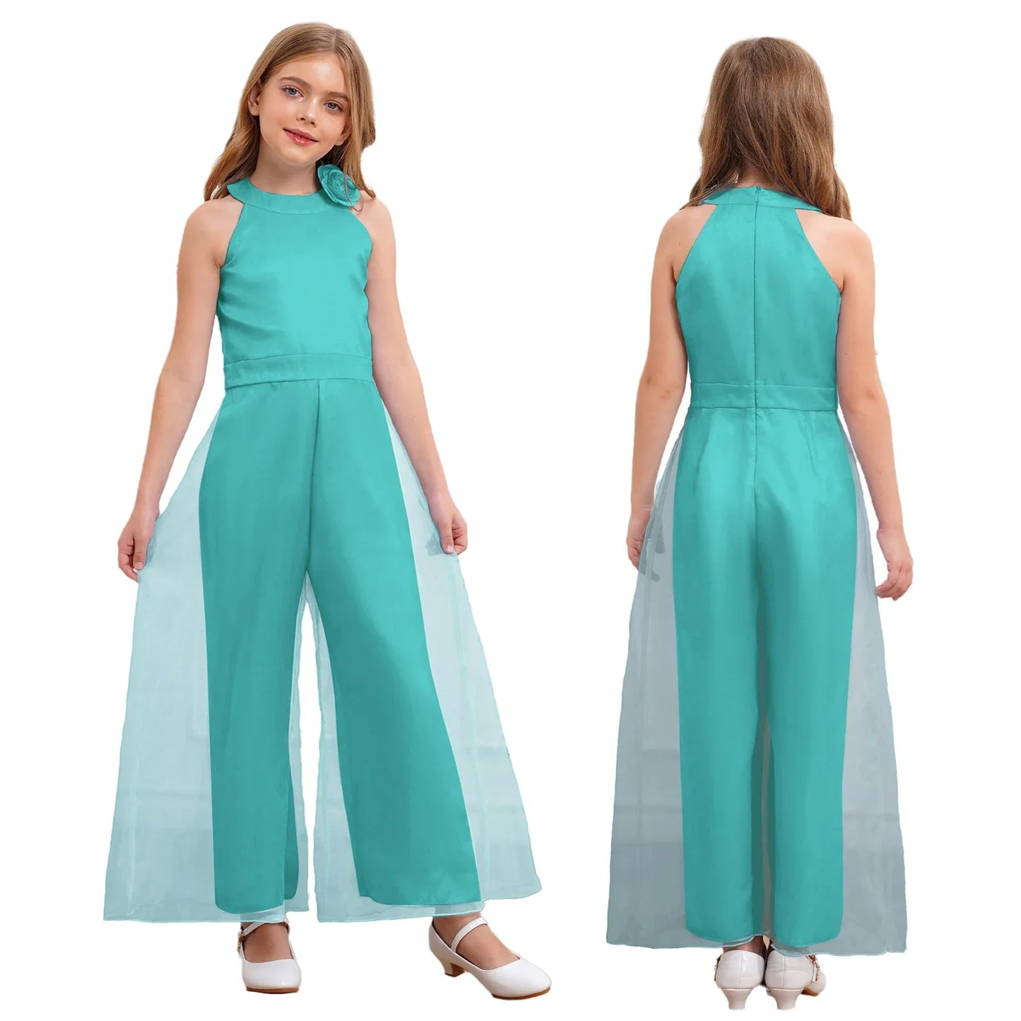Girls Halter Neck Sleeveless Wide Leg Jumpsuit (6-14 YRS)