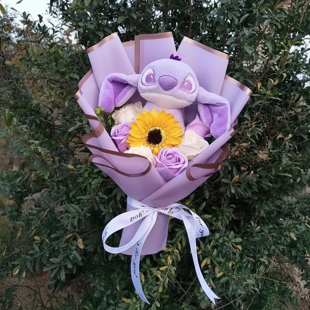 Lilo & Stitch Plush Bouquet – Sunflower & Rose Arrangement StitchBouquet-2