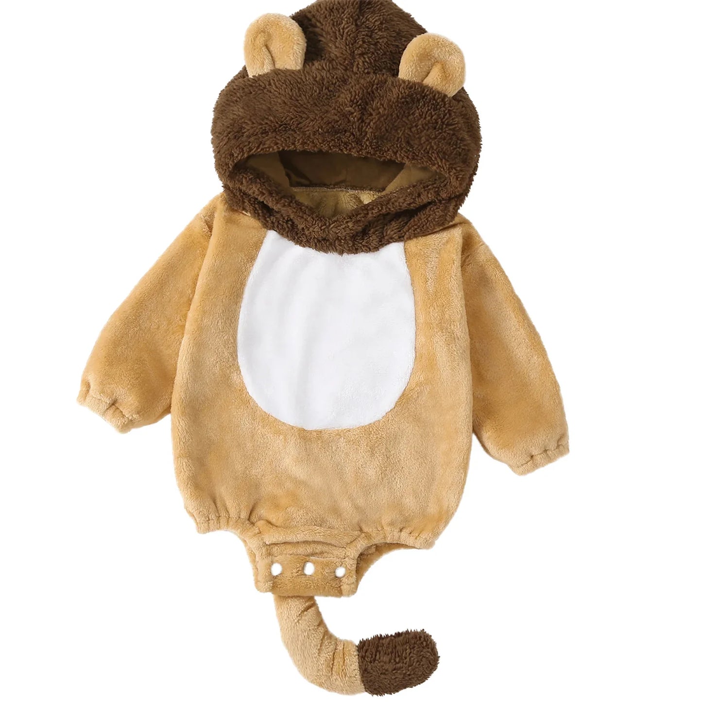 Baby Boys Girls Animal Costume Flannel Animals Hooded Romper Jumpsuits Newborn Halloween Outfit C