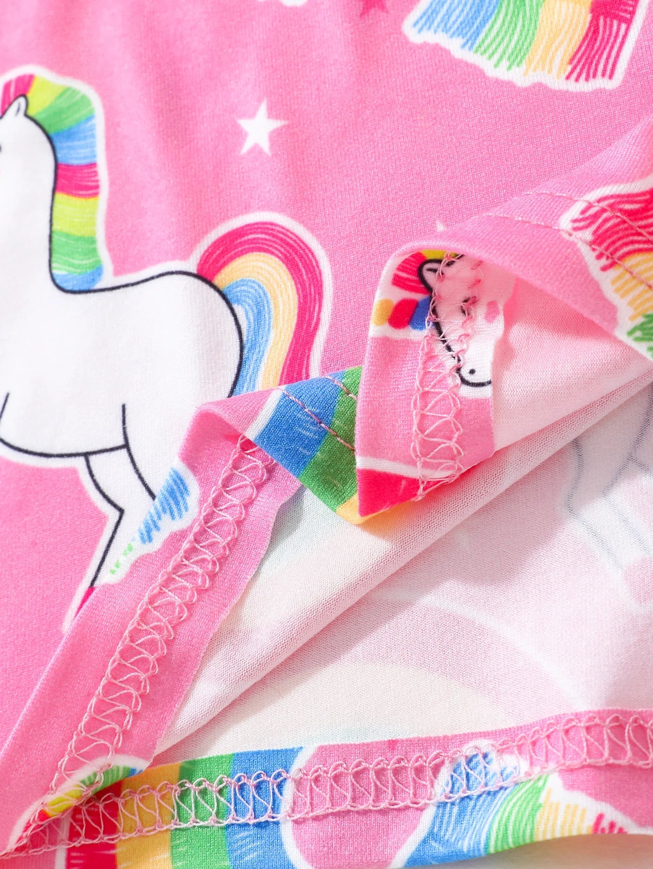 Girls Pink Rainbow & Unicorn Print Summer Dress (Age 3-7 YRS)