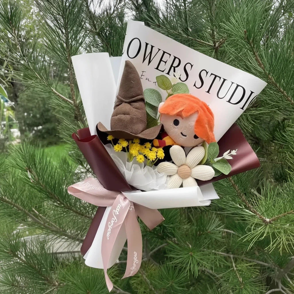 Harry Potter Plush Bouquet | Handmade Wizarding World Stuffed Doll Flower Arrangement 2-32cm