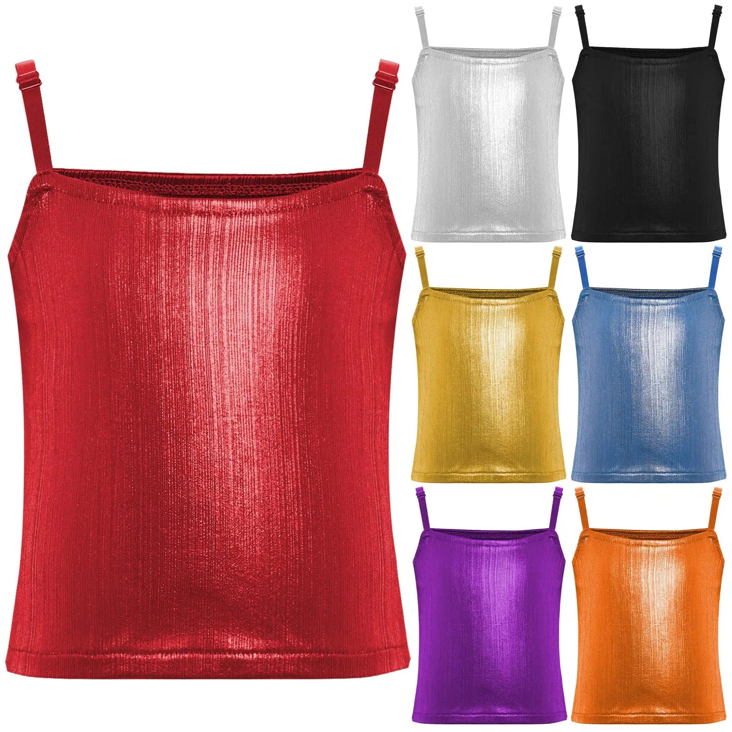 Girls Metallic Shiny Vest Crop Top (Age 24M-16 YRS)
