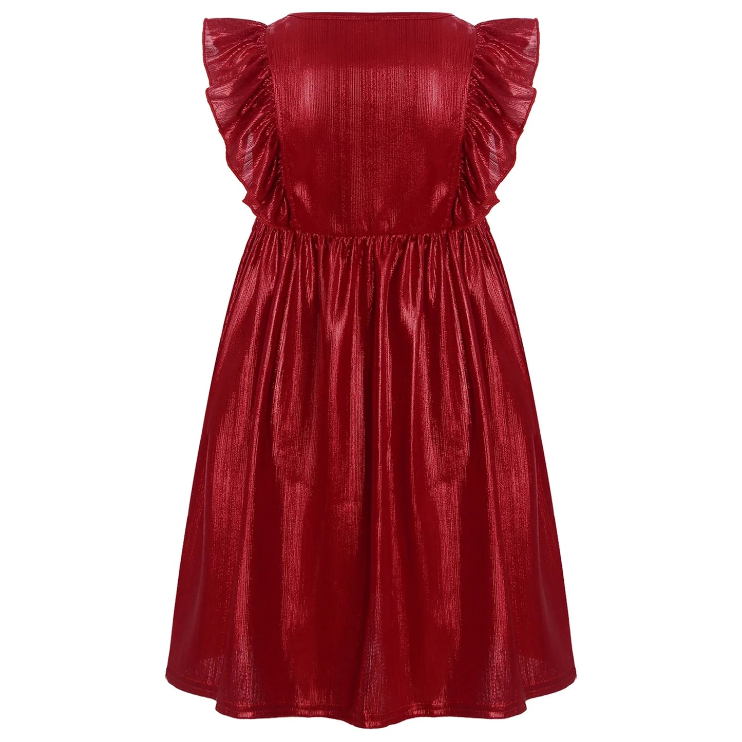 Girls Metallic Sleeveless Ruffles A-Line Dress (Age 24M-10YRS)