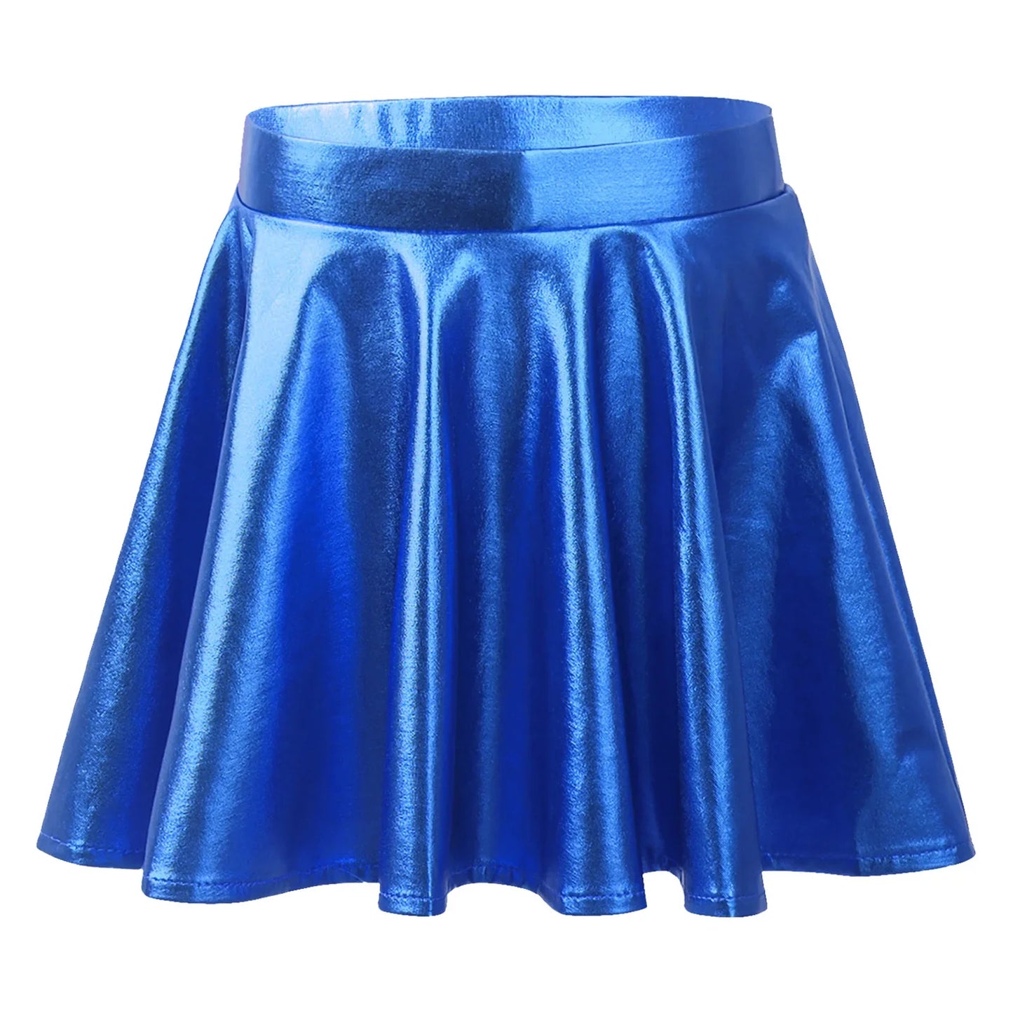 Girls Metallic Flared Pleated A-Line Mini Skater Skirt (Age 6-14 YRS)