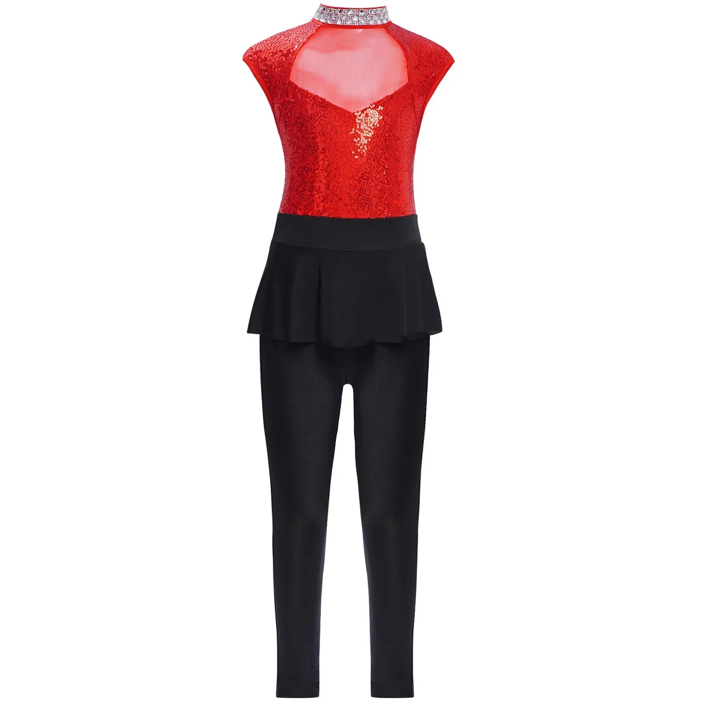 Girls Sleeveless Sequins Peplum Dance Jumpsuit (6-16YRS)