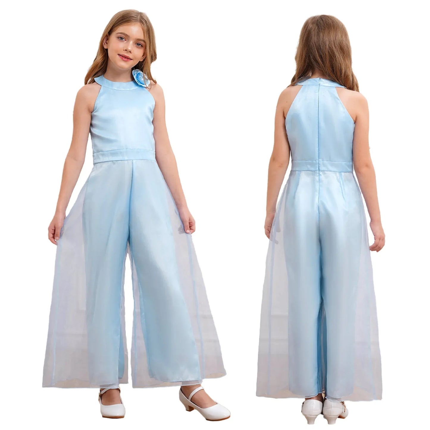 Girls Halter Neck Sleeveless Wide Leg Jumpsuit (6-14 YRS)
