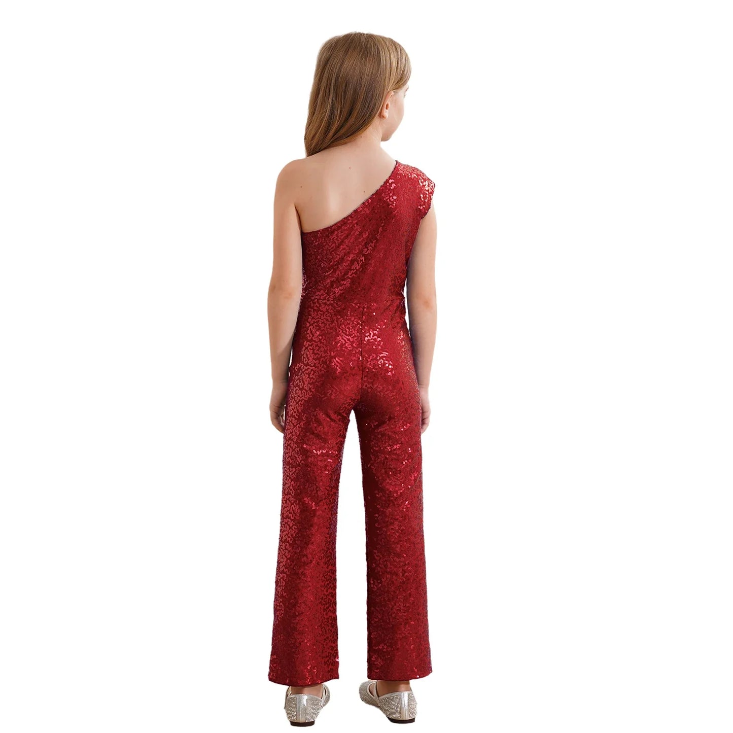 Girls Sequin One Shoulder Jumpsuit (Age 6-16YRS)