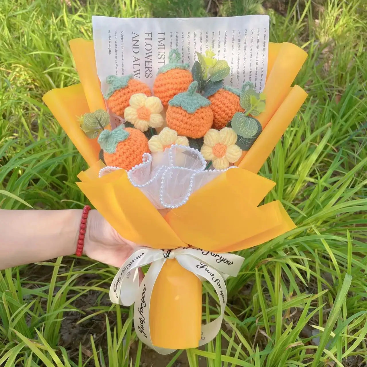 Plush Strawberry Orange Stuffed Flower Gift Bouquets - 40cm