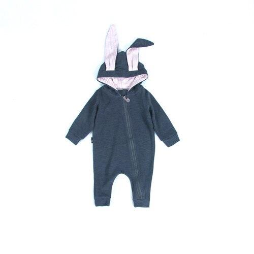 Baby Rabbit Ear Hooded Jumpsuit (6m-18m) Navy