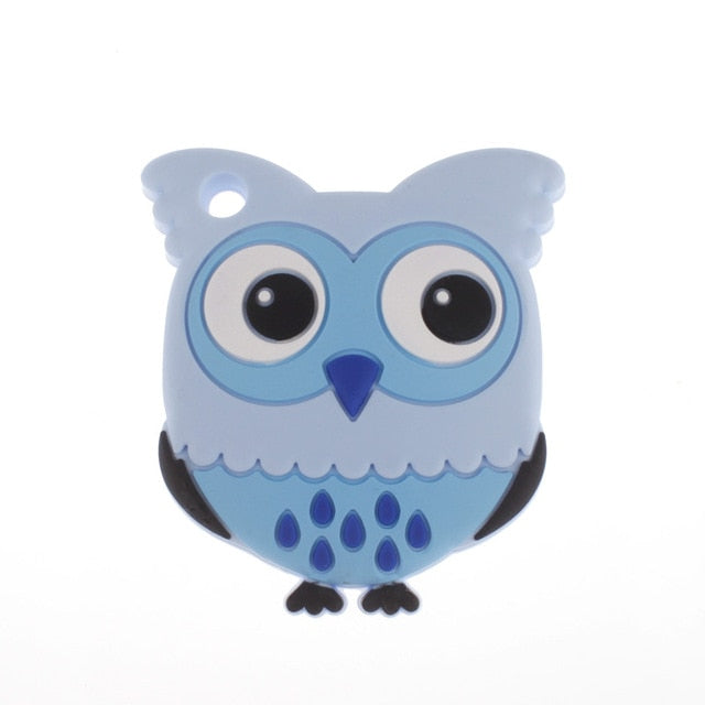 Baby Food Grade Silicone Animal Teething Toy Owl - Pastel Blue