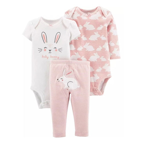 Baby Girls/ Boys Bodysuit T-Shirt & Trousers Outfit Set (Age 6M-24M) Light Pink